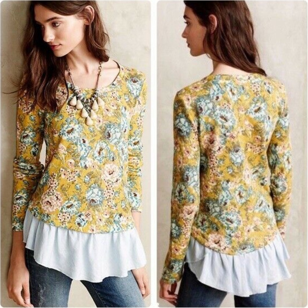 Anthropologie Lilka Goldenrod Blouse | Longsleeve Tee - Picture 2 of 5